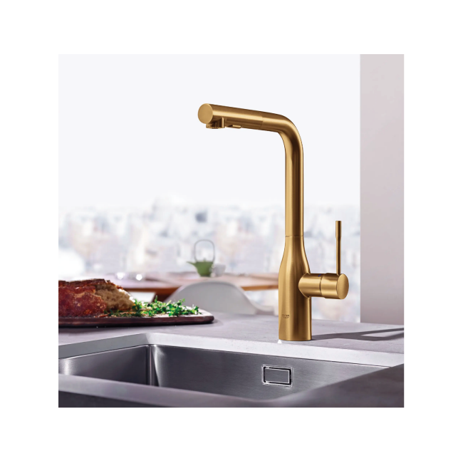 GROHE 30271GN0 Essence Single-Handle Pull-Out Kitchen Faucet Dual Spray 1.75 GPM (6.6 L/min) Brushed Cool Sunrise