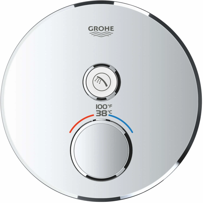 Grohe - 29136000 Grohtherm Single Function Thermostatic Valve Trim Only with Double Knob Handles and Volume Control - Less Rough In
