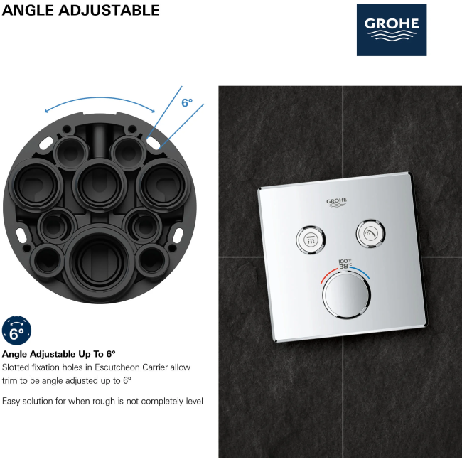 Grohe - 29141A00 - GROHTHERM SMARTCONTROL Dual Function Thermostatic Valve Trim Hard GraphiteGrohe - 29141A00 - GROHTHERM SMARTCONTROL Dual Function Thermostatic Valve Trim Hard Graphite