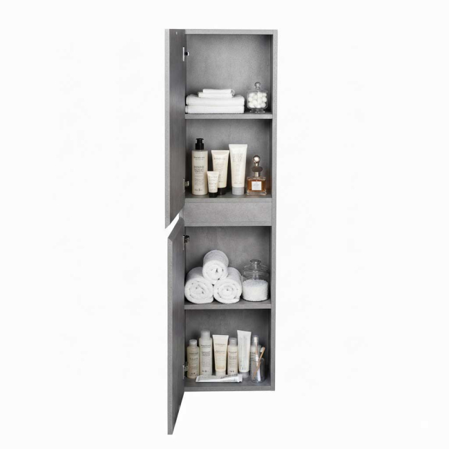Angela 16 x 59 Wall Mounted Linen Cabinet, Cement Grey