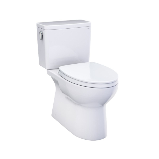Toto MS472124CEFG#01 Glaston 1.28 GPF Two-Piece Elongated Universal Height Toilet with CEFIONTECT and SS124 SoftClose  Seat in Cotton White