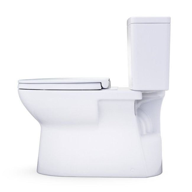 Toto MS472124CEFG#01 Glaston 1.28 GPF Two-Piece Elongated Universal Height Toilet with CEFIONTECT and SS124 SoftClose  Seat in Cotton White