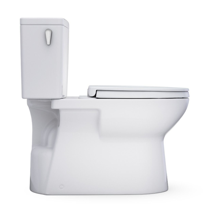 Toto MS472124CEFG#01 Glaston 1.28 GPF Two-Piece Elongated Universal Height Toilet with CEFIONTECT and SS124 SoftClose  Seat in Cotton White