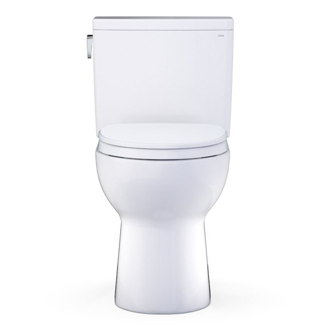 Toto MS472124CEFG#01 Glaston 1.28 GPF Two-Piece Elongated Universal Height Toilet with CEFIONTECT and SS124 SoftClose  Seat in Cotton White