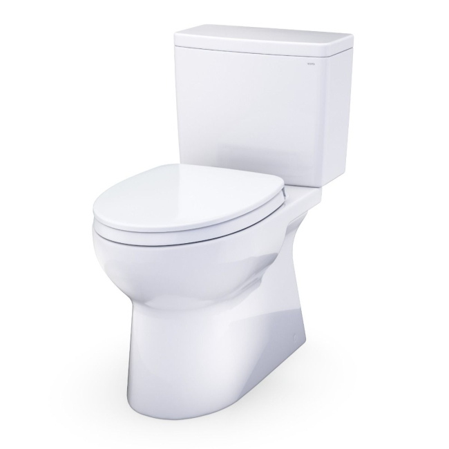 Toto MS472124CEFG#01 Glaston 1.28 GPF Two-Piece Elongated Universal Height Toilet with CEFIONTECT and SS124 SoftClose  Seat in Cotton White