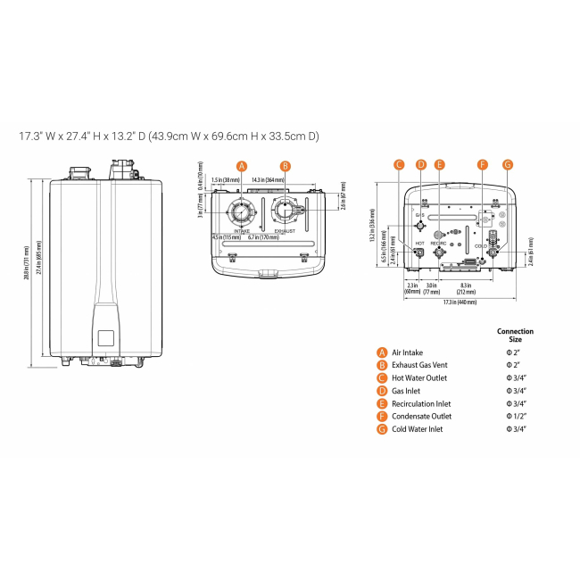 Navien NPE-210A2 | 180k BTU Ultra-High Efficiency Tankless Water Heater