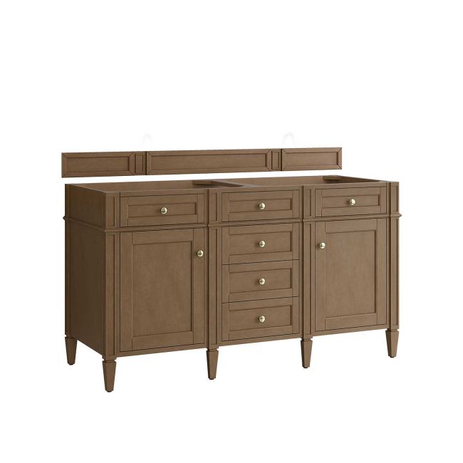James Martin Vanities Brittany 60" Free Standing Double Basin Poplar Wood Vanity Set with Stone Composite Top and Rectangular Sinks