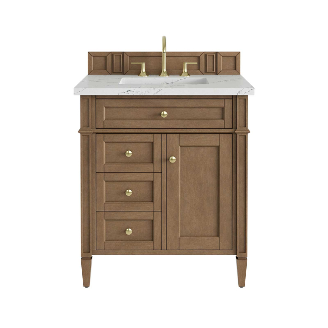 James Martin Vanities Brittany 30" Free Standing Single Basin Poplar Wood Vanity Set with Stone Composite Top and Rectangular Sink