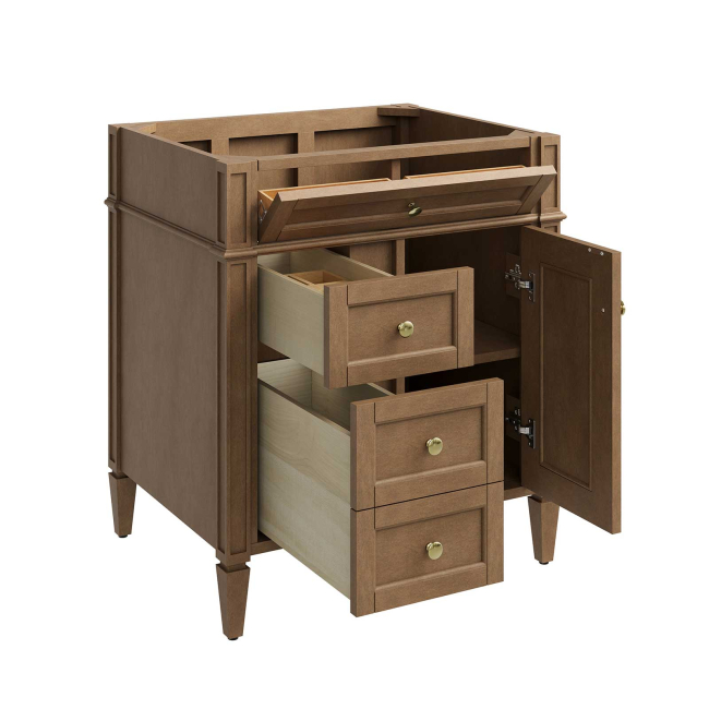 James Martin Vanities Brittany 30" Free Standing Single Basin Poplar Wood Vanity Set with Stone Composite Top and Rectangular Sink