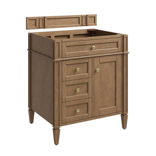 James Martin Vanities Brittany 30" Free Standing Single Basin Poplar Wood Vanity Set with Stone Composite Top and Rectangular Sink