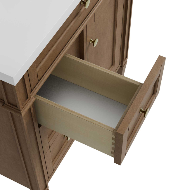 James Martin Vanities Brittany 30" Free Standing Single Basin Poplar Wood Vanity Set with Stone Composite Top and Rectangular Sink