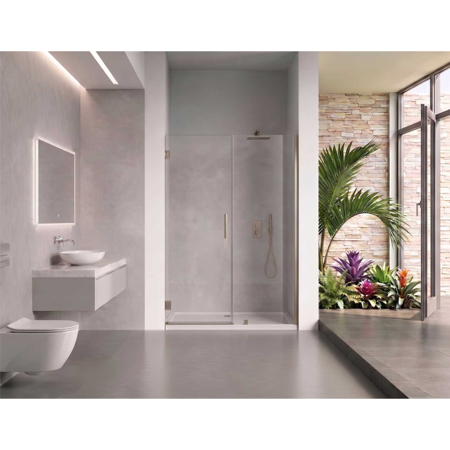EVerest Frameless Hinged Frameless Shower Door, for Opening W 53" - 54" x H 78",3/8"-thick Clear Glass, W 28'' Door, Brushed Nickel Hardware