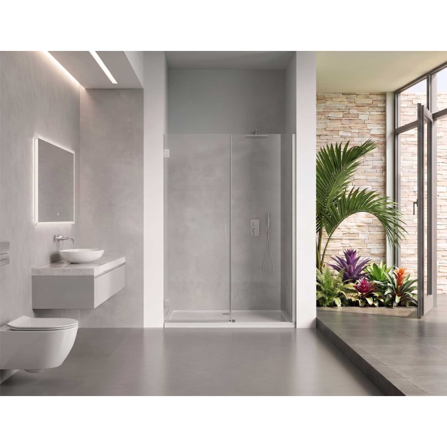 EVerest Frameless Hinged Frameless Shower Door, for Opening W 58" - 59" x H 78",3/8"-thick Clear Glass, W 28'' Door, Chrome Hardware