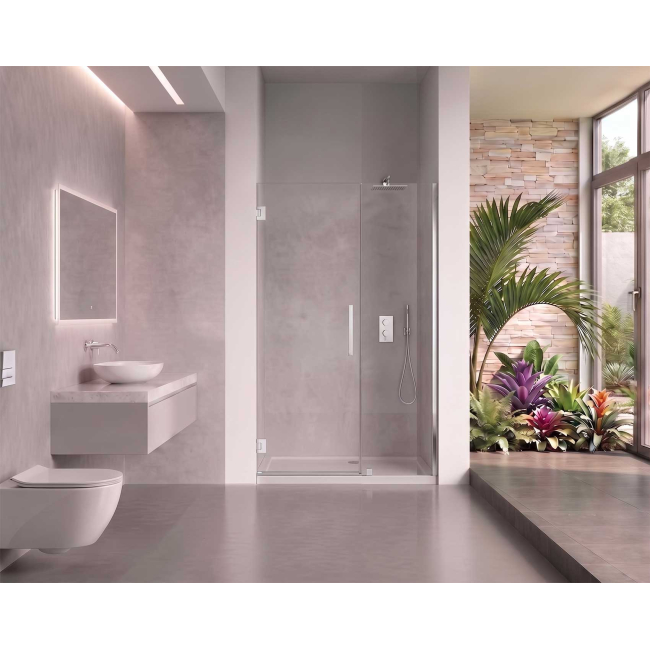 EVerest Frameless Hinged Frameless Shower Door, for Opening W 49" - 50" x H 78",3/8"-thick Clear Glass, W 28'' Door, Chrome Hardware
