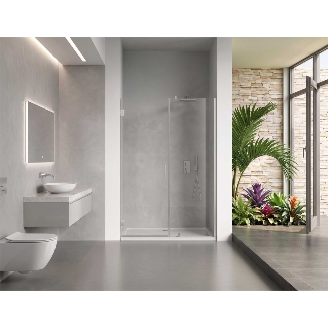 EVerest Frameless Hinged Frameless Shower Door, for Opening W 54" - 55" x H 78",3/8"-thick Clear Glass, W 28'' Door, Chrome Hardware
