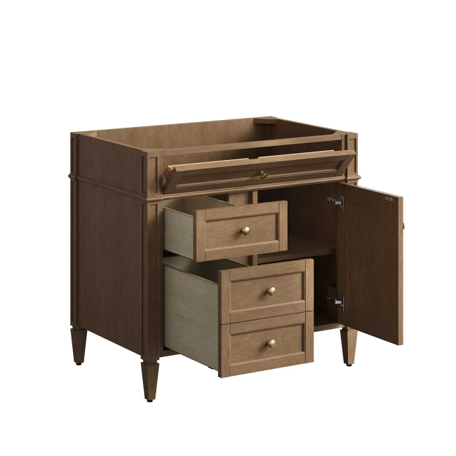 James Martin Brittany 36" Single Vanity, Pecan with 3 CM Ethereal Noctis Silestone Top