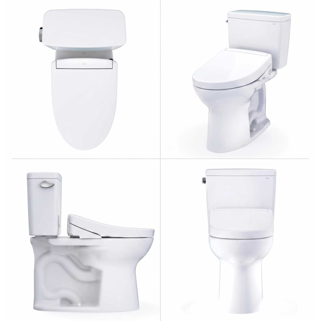 TOTO Drake Washlet+ Two-piece Elongated 1.28 GPF Universal Height Tornado Flush Toilet With S5 Bidet Seat, 12 Inch Rough-in