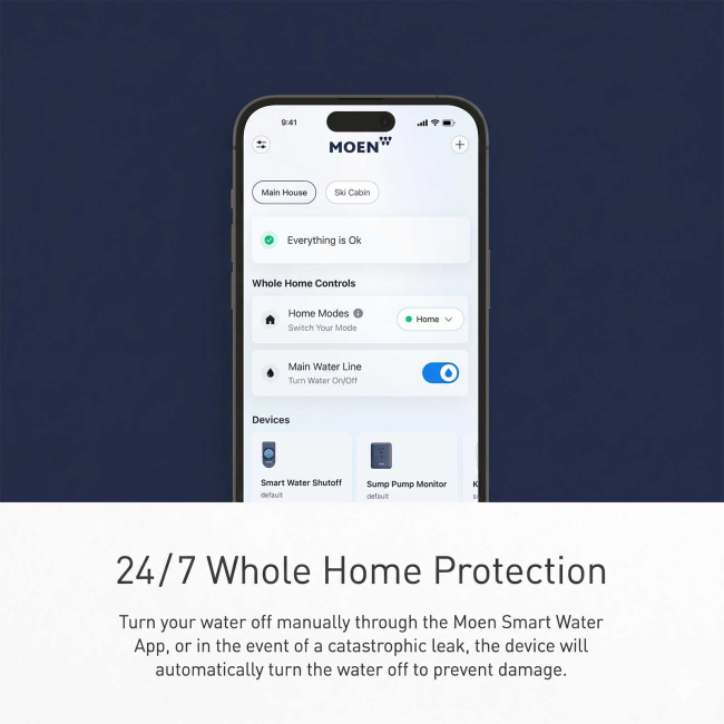 Moen Flo by Moen 3/4" in. Smart Water Shutoff with Water Monitoring and Remote Automatic Shutoff