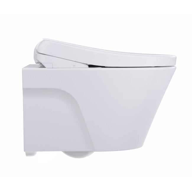 TOTO AP Wall-Hung 0.9 / 1.28 GPF Dual Flush Elongated Chair Height Toilet with Washlet+ S7A Bidet Seat, Duo-Fit Tank System, and Actuator Plate Flush