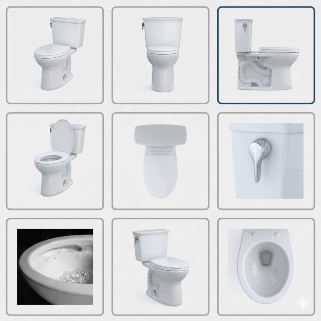 TOTO Drake 1.28 GPF Two Piece Elongated Chair Height Toilet with Left Hand Lever - Seat Included