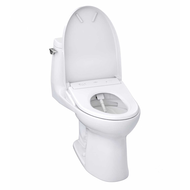 TOTO UltraMax II 1 GPF One Piece Elongated Chair Height Toilet with Washlet+ S7 Bidet Seat, Tornado Flush, CEFIONTECT Glaze, EWATER+, PREMIST, and Light