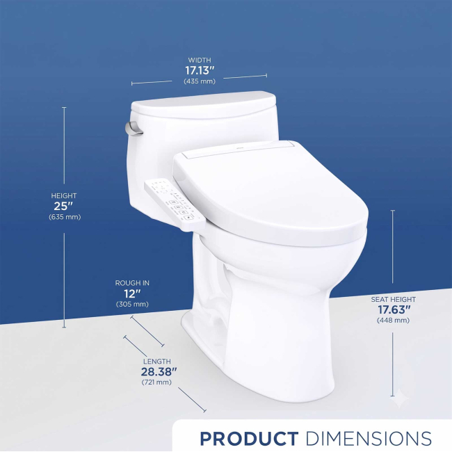 TOTO Ultramax 1.28 GPF One Piece Elongated Toilet with Left Hand Lever - Bidet Seat Included