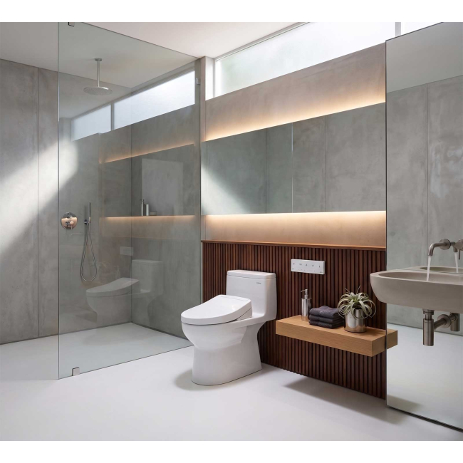 TOTO Redington 1.28 GPF One Piece Elongated Toilet with Left Hand Lever - Bidet Seat Included