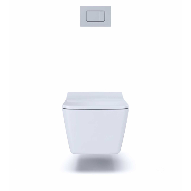 TOTO SP 1.28 / 0.9 GPF Dual Flush Wall Mounted One-Piece Elongated Chair Height Toilet Set - Includes Concealed Tank, Actuator Plate and Seat