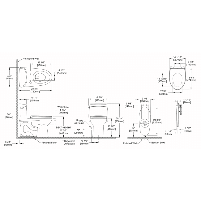 TOTO Ultramax II 1.28 GPF One Piece Elongated Toilet with Left Hand Lever - Seat Included