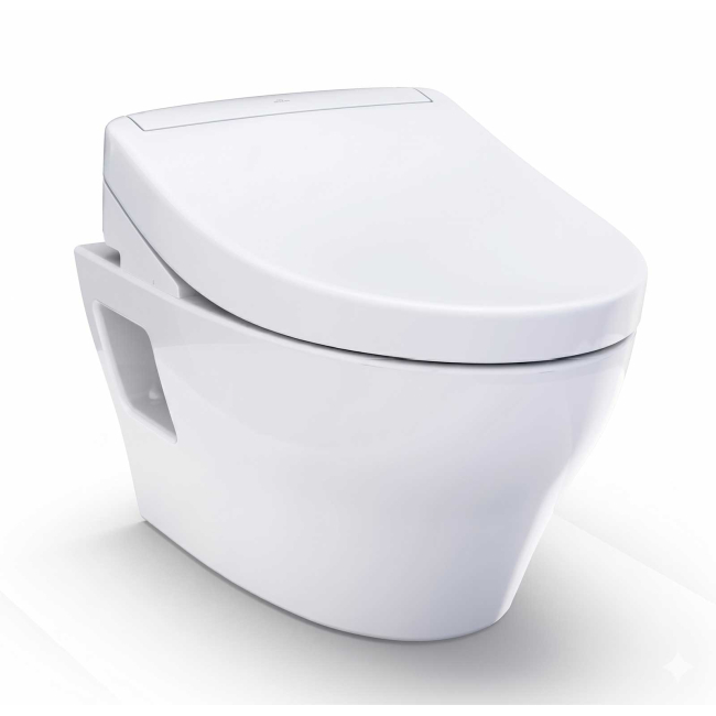 TOTO Washlet+ EP Wall-hung Elongated Toilet And Washlet S5 Bidet Seat And Duofit In-wall 0.9 And 1.28 GPF Dual-flush Tank System