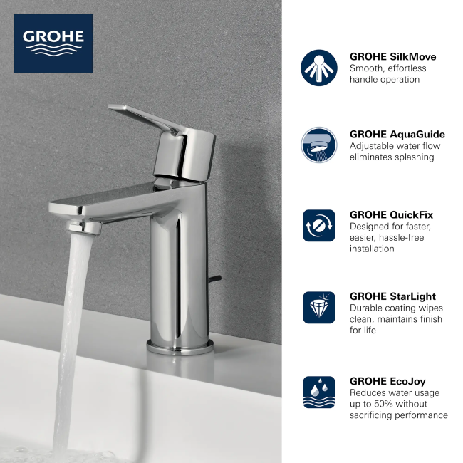 Grohe Lineare 1.2 GPM Single Hole Bathroom Faucet with StarLight, SilkMove, EcoJoy, and QuickFix Technologies - Includes Pop-Up Drain Assembly Starlight Chrome Alternate Image Alternate Image Alternate Image Alternate Image Alternate Image Alternate Image Alternate Image Alternate Image Alternate Image Alternate Image Alternate Image Alternate Image Grohe Lineare 1.2 GPM Single Hole Bathroom Faucet with StarLight, SilkMove, EcoJoy, and QuickFix Technologies - Includes Pop-Up Drain Assembly
