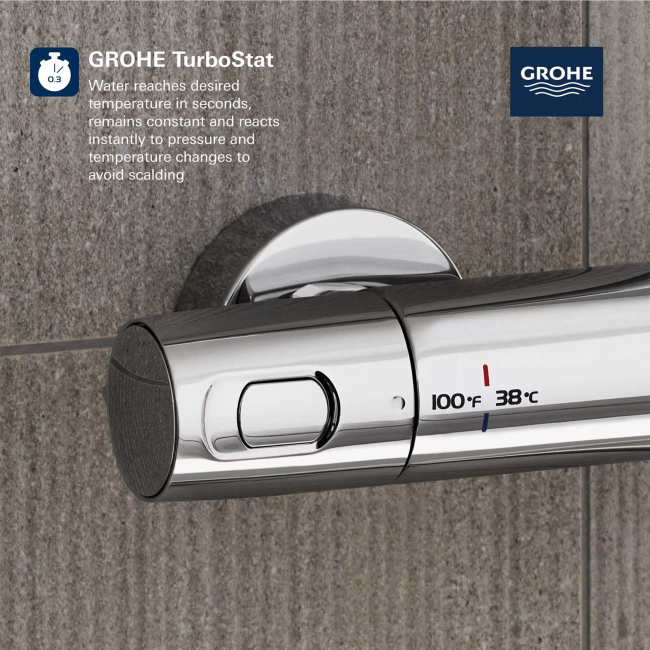 Grohe Euphoria Thermostatic Shower System with Shower Head, Hand Shower, Slide Bar, Shower Arm, and Hose