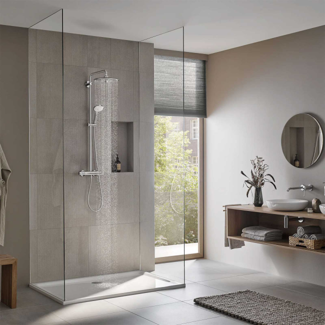 Grohe Euphoria Thermostatic Shower System with Shower Head, Hand Shower, Slide Bar, Shower Arm, and Hose