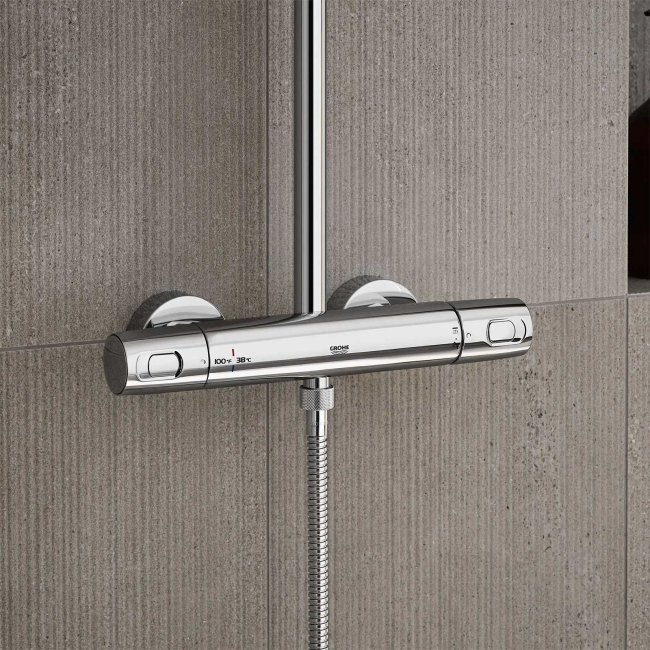 Grohe Euphoria Thermostatic Shower System with Shower Head, Hand Shower, Slide Bar, Shower Arm, and Hose
