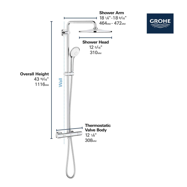 Grohe Euphoria 310 CoolTouch Thermostatic Shower System 26726000