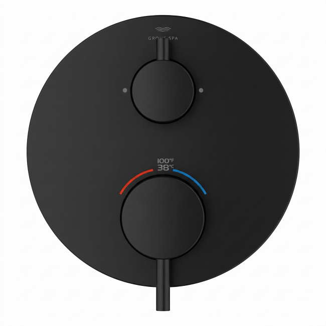 Grohe Atrio New Two Function Thermostatic Valve Trim Only with Dual Lever Handles, Integrated Diverter, and Volume Control - Less Rough In 243612430