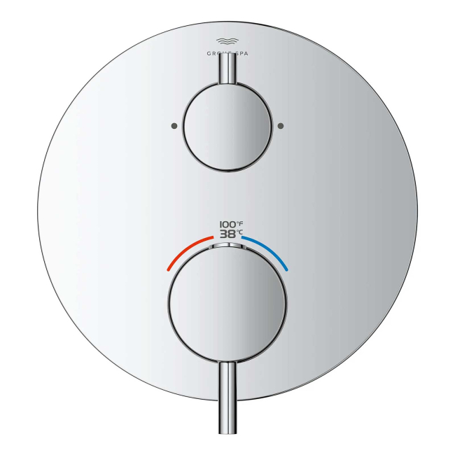 Grohe Atrio New Two Function Thermostatic Valve Trim Only with Dual Lever Handles, Integrated Diverter, and Volume Control - Less Rough In 24361000