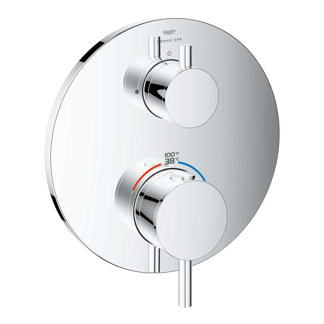 Grohe Atrio New Two Function Thermostatic Valve Trim Only with Dual Lever Handles, Integrated Diverter, and Volume Control - Less Rough In 24361000