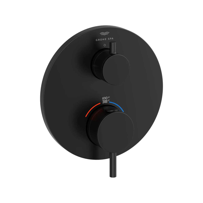 Grohe Atrio New Two Function Thermostatic Valve Trim Only with Dual Lever Handles, Integrated Diverter, and Volume Control - Less Rough In 243612430