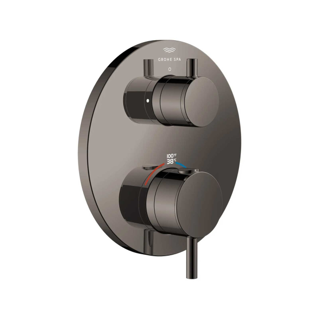 Grohe Atrio New Two Function Thermostatic Valve Trim Only with Dual Lever Handles, Integrated Diverter, and Volume Control - Less Rough In 243612A00
