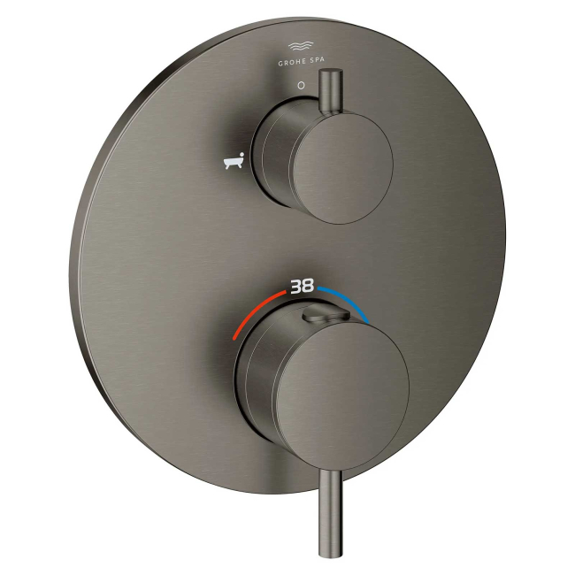 Grohe Atrio New Two Function Thermostatic Valve Trim Only with Dual Lever Handles, Integrated Diverter, and Volume Control - Less Rough In 243612AL0