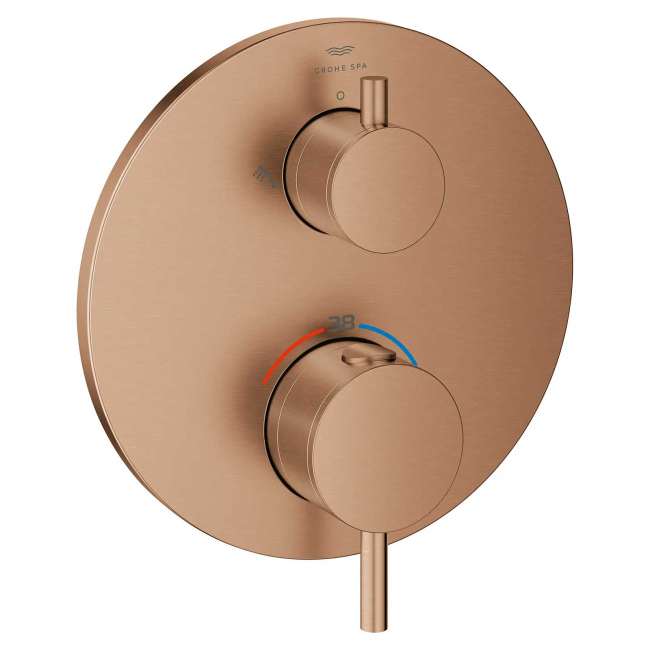 Grohe Atrio New Two Function Thermostatic Valve Trim Only with Dual Lever Handles, Integrated Diverter, and Volume Control - Less Rough In 24361DL0