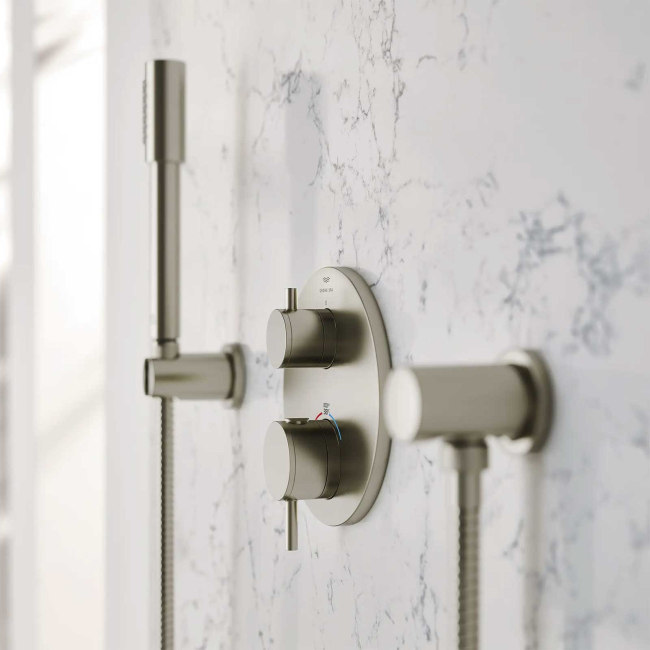 Grohe Atrio New Two Function Thermostatic Valve Trim Only with Dual Lever Handles, Integrated Diverter, and Volume Control - Less Rough In 24361EN0