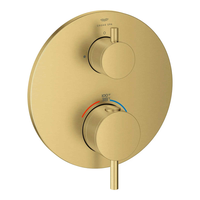 Grohe Atrio New Two Function Thermostatic Valve Trim Only with Dual Lever Handles, Integrated Diverter, and Volume Control - Less Rough In 24361GN0
