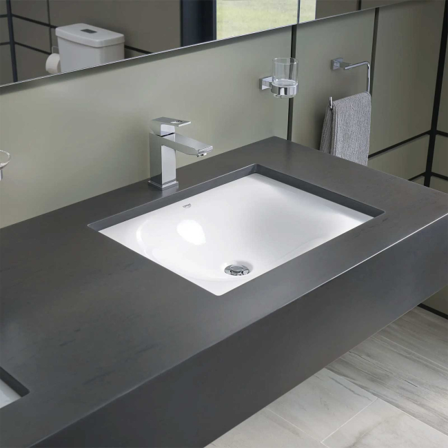 Grohe Eurocube 1.2 GPM Single Hole Bathroom Faucet with SilkMove, StarLight, EcoJoy, and QuickFix Technologies - Includes Drain Assembly
