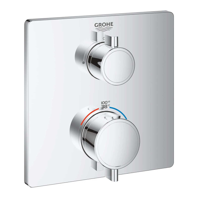 Grohe 24111000  Grohtherm Thermostatic Valve Trim Only with Dual Lever Handles and Volume Control - Less Rough In