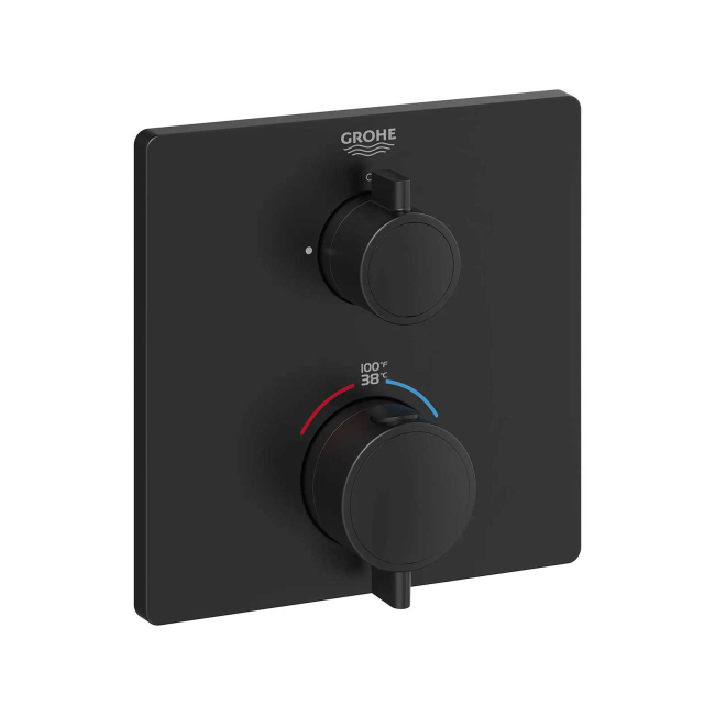 Grohe Grohtherm Thermostatic Valve Trim Only with Dual Lever Handles and Volume Control - Less Rough 241112430