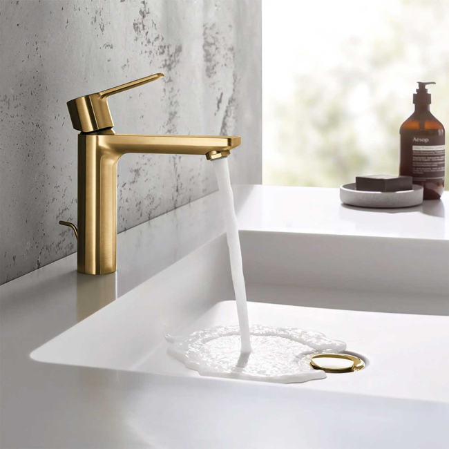 Grohe 23794GNA LINEARE Single Hole Single-Handle S-Size Bathroom Faucet, 1.2 GPM (4.5 L/min) Brushed Cool Sunrise