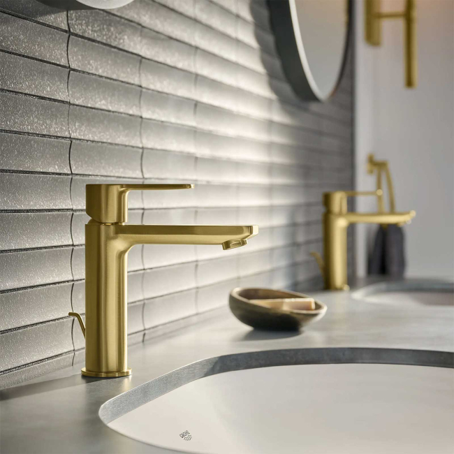 Grohe 23794GNA LINEARE Single Hole Single-Handle S-Size Bathroom Faucet, 1.2 GPM (4.5 L/min) Brushed Cool Sunrise