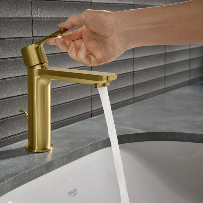 Grohe 23794GNA LINEARE Single Hole Single-Handle S-Size Bathroom Faucet, 1.2 GPM (4.5 L/min) Brushed Cool Sunrise